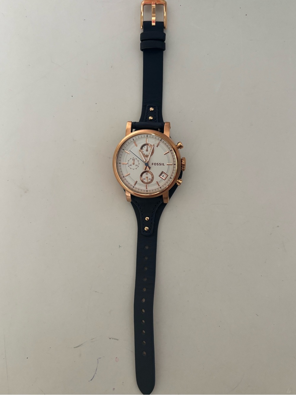 Fossil Original Boyfriend Chronograph Navy Leather Watch